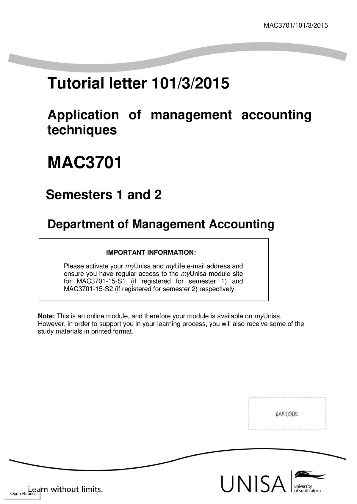 MAC3701-TL101 - Tutorial Letter - MAC3701/101/3/ Tutorial Letter 101/3 ...