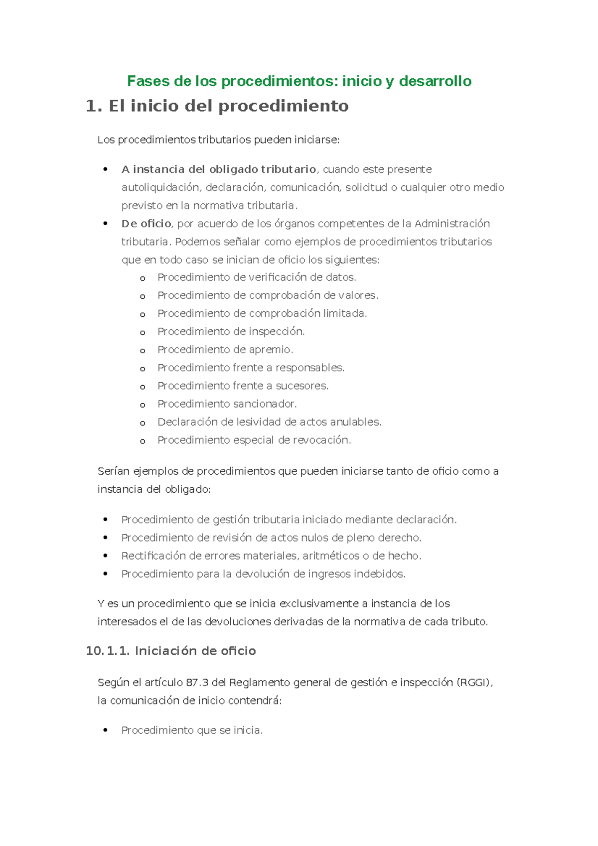 Fases de los procedimientos - El inicio del procedimiento Los ...