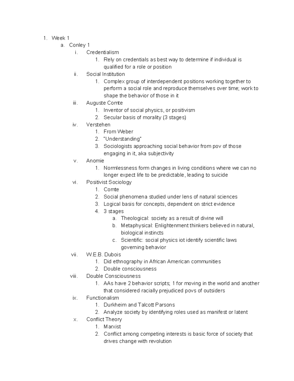 SOC100 Midterm 1 Guide - Week 1 a. Conley 1 i. Credentialism 1. Rely on ...