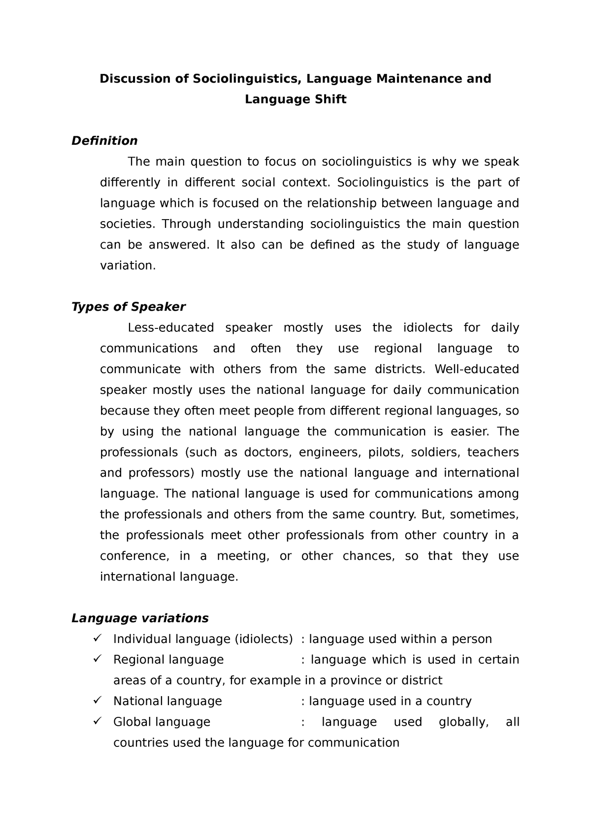 a case study of language shift