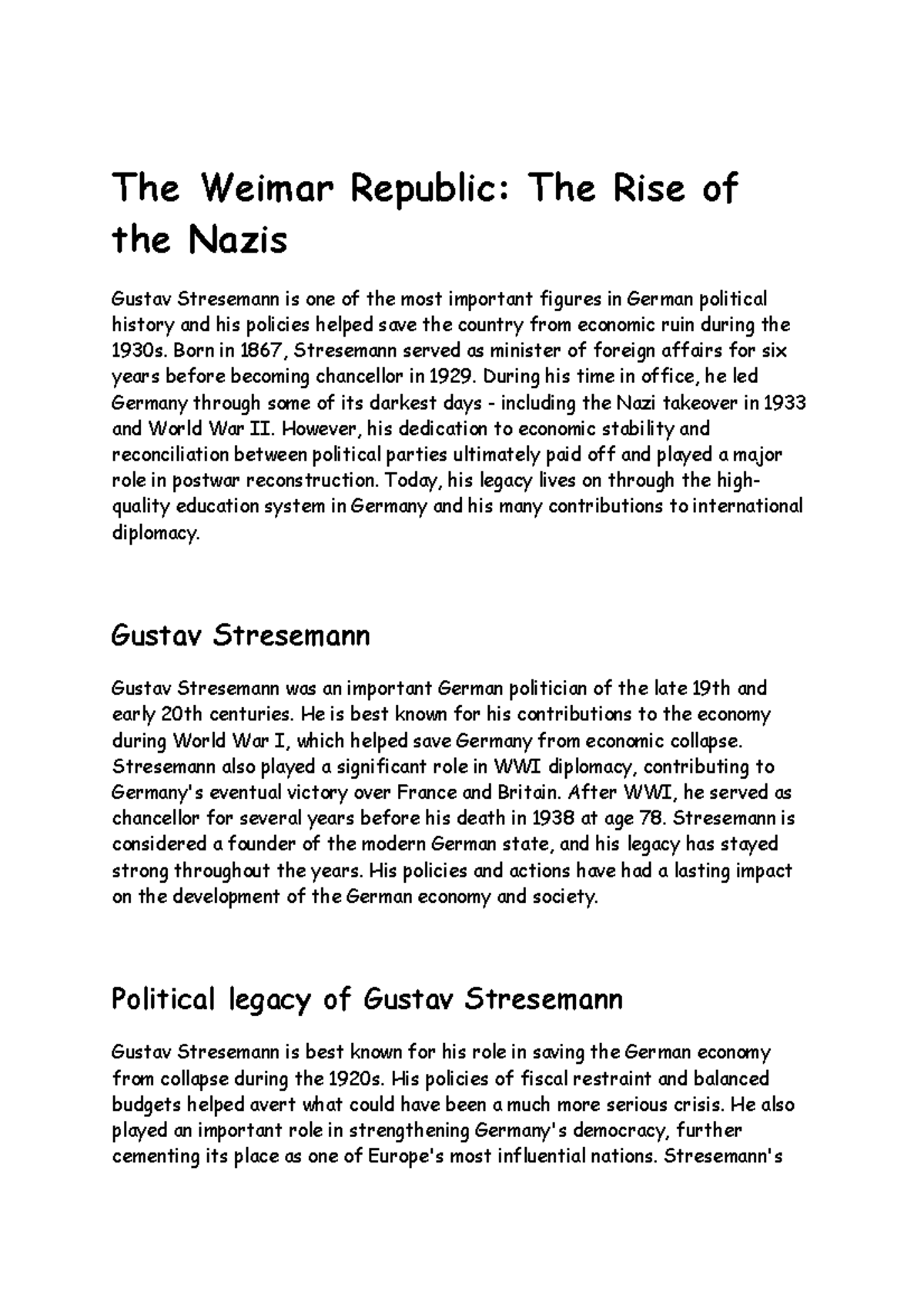 The Weimar Republic - The rise of the Nazis - The Weimar Republic: The ...