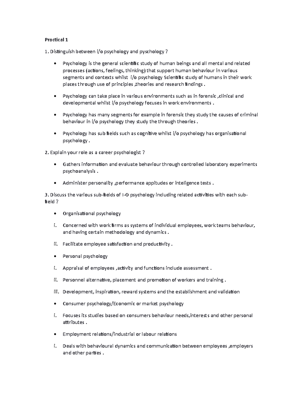 Eiop - Difference between i/o psychology and psychology Role of career ...