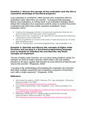 CS 4402 Comparative Programming Language Final Exam Review - The ...