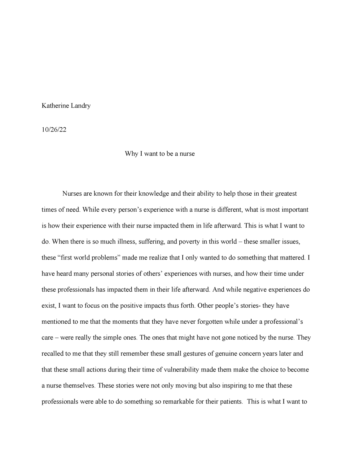 Nursing Application Essay 3 Katherine Landry 10 26 Why I Want To Be   Thumb 1200 1553 