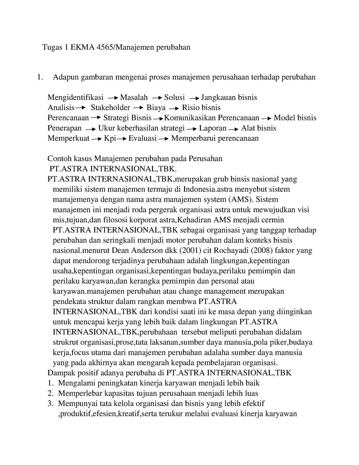 Tugas 1 EKMA 4565 - Tugas 1 EKMA 4565/Manajemen Perubahan Adapun ...