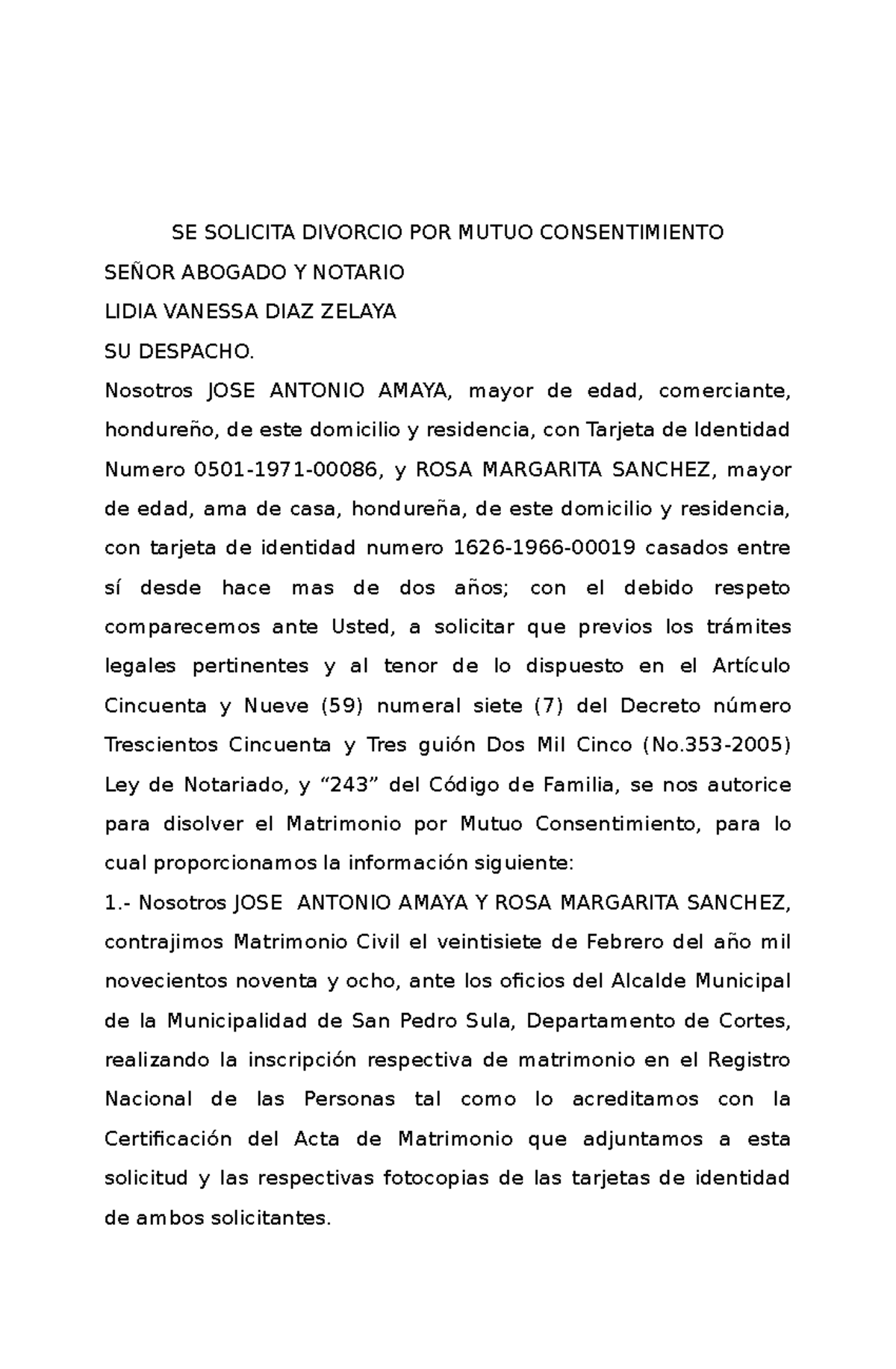 Divorcio Por Mutuo Acuerdo Se Solicita Divorcio Por Mutuo