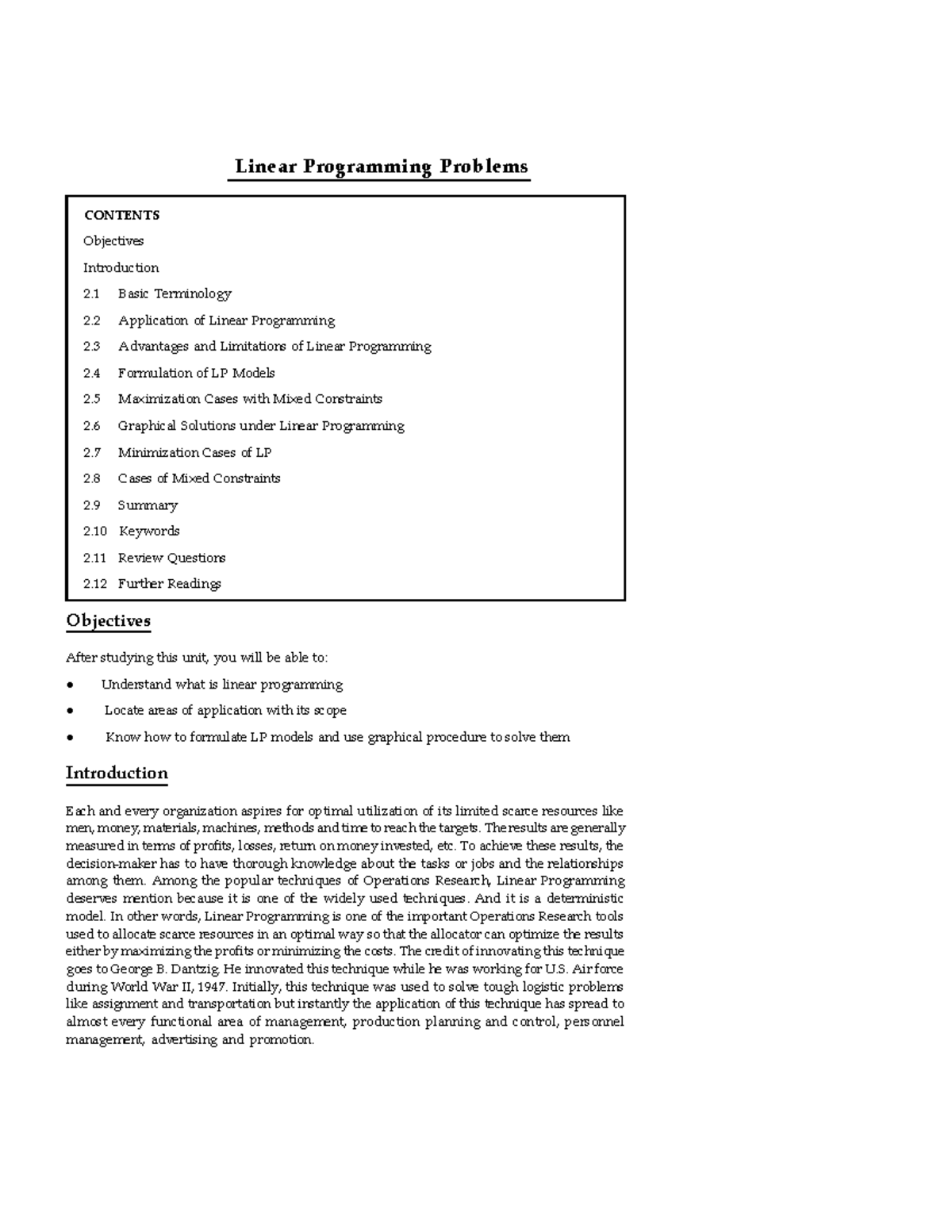 Linear programming problems - The results are generally measured in ...
