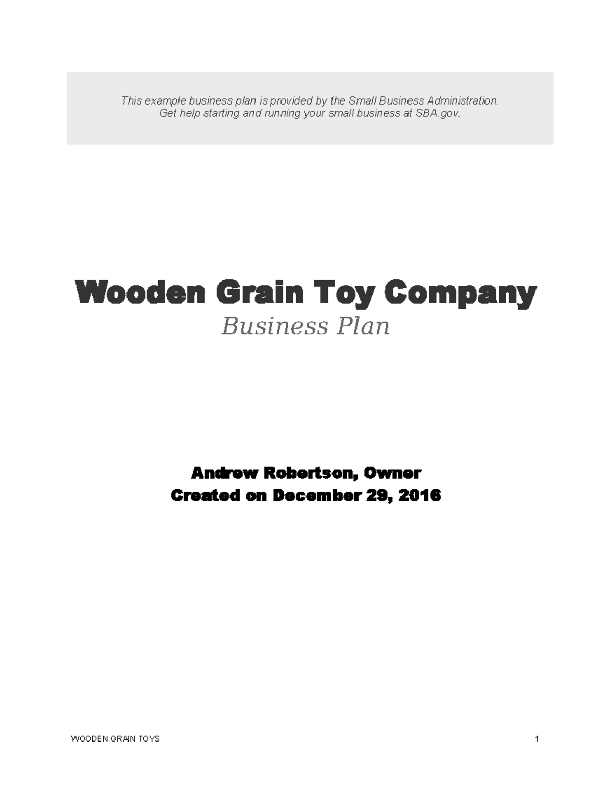 Sample+Business+Plan+-+Wooden+Grain+Toy+Company 2 - Wooden Grain Toy ...