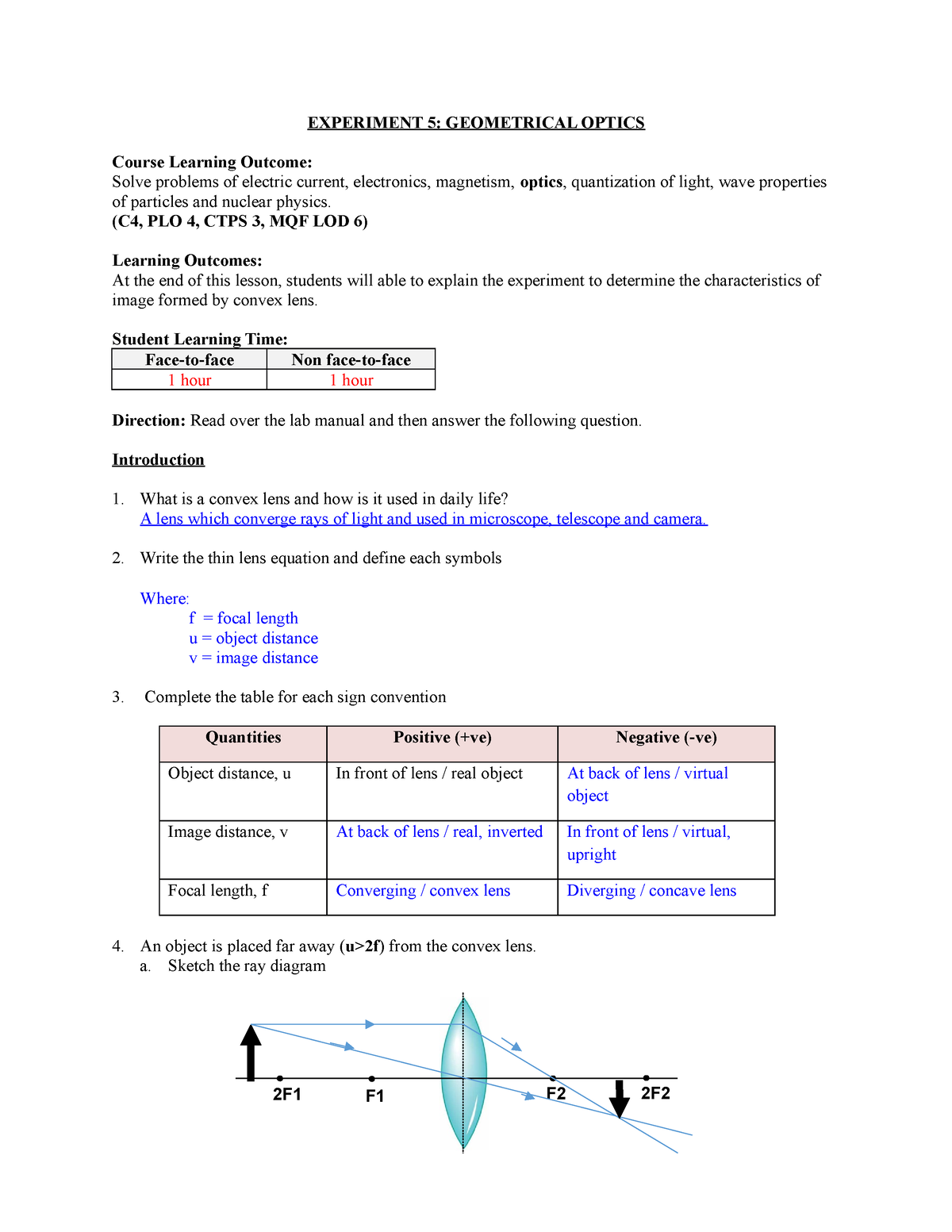 geometrical optics experiment lab report