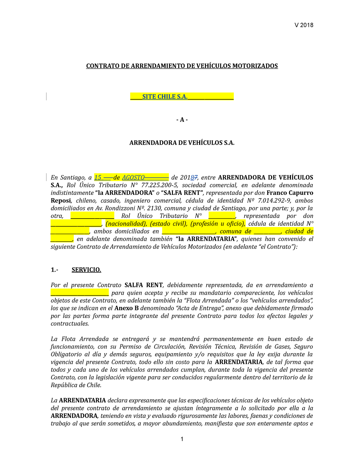 Modelo Contrato Arrendamiento Rac 2018 Contrato De Arrendamiento De VehÍculos Motorizados Site 9208