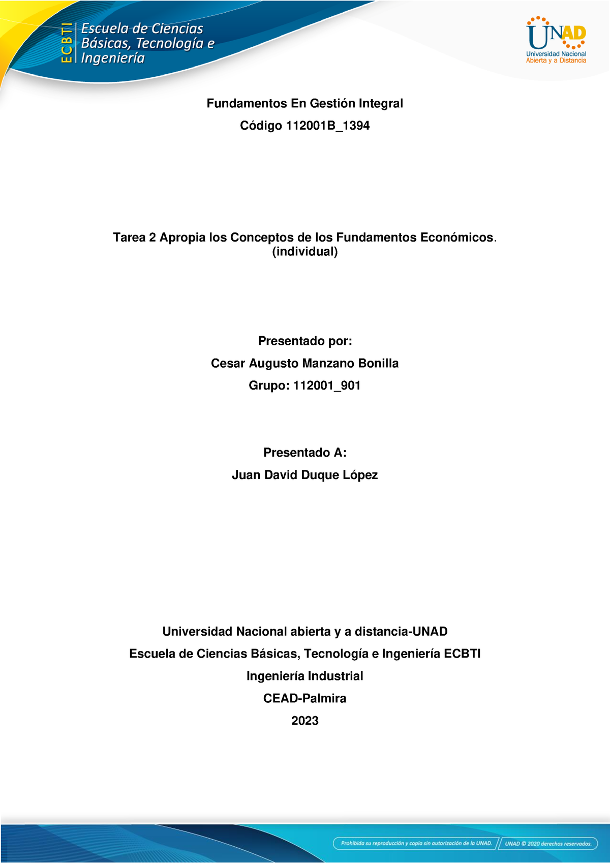 Tarea Individual Trabajo Fundamentos En Gesti N Integral C Digo