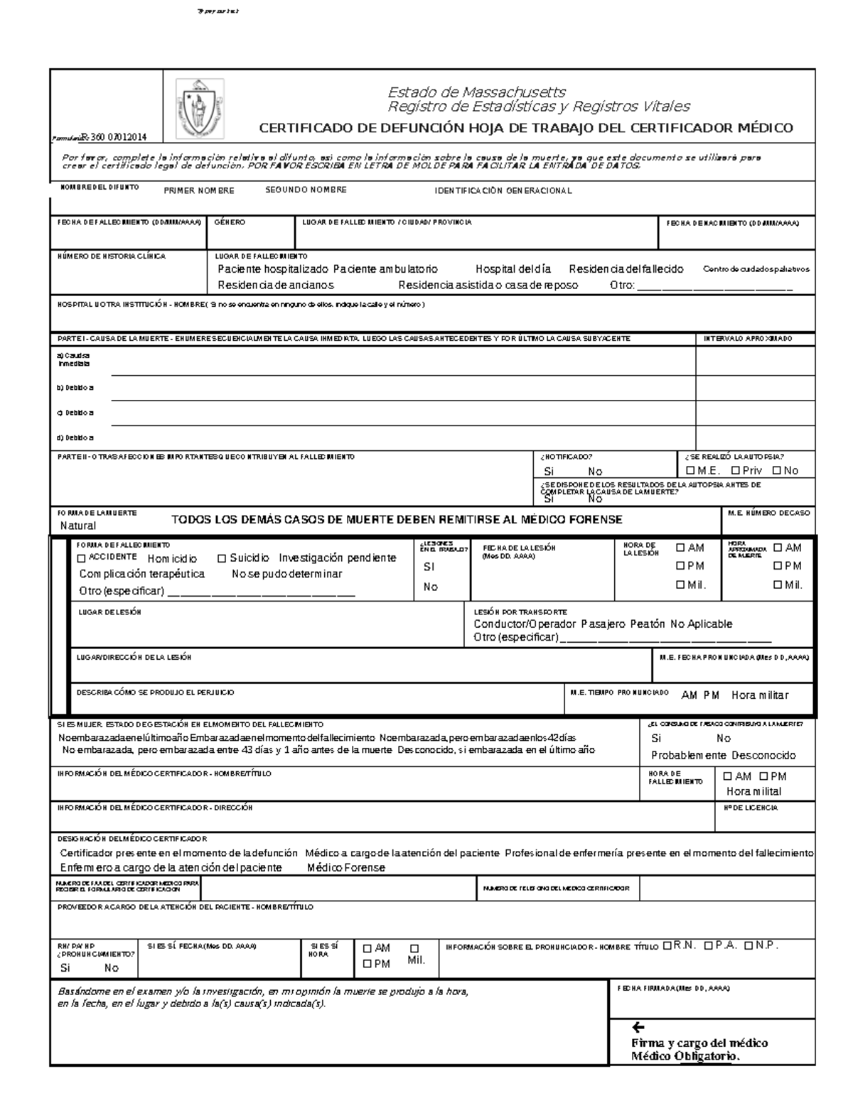 Death Certificate (English) - Commonwealth of Massachusetts Registry of ...