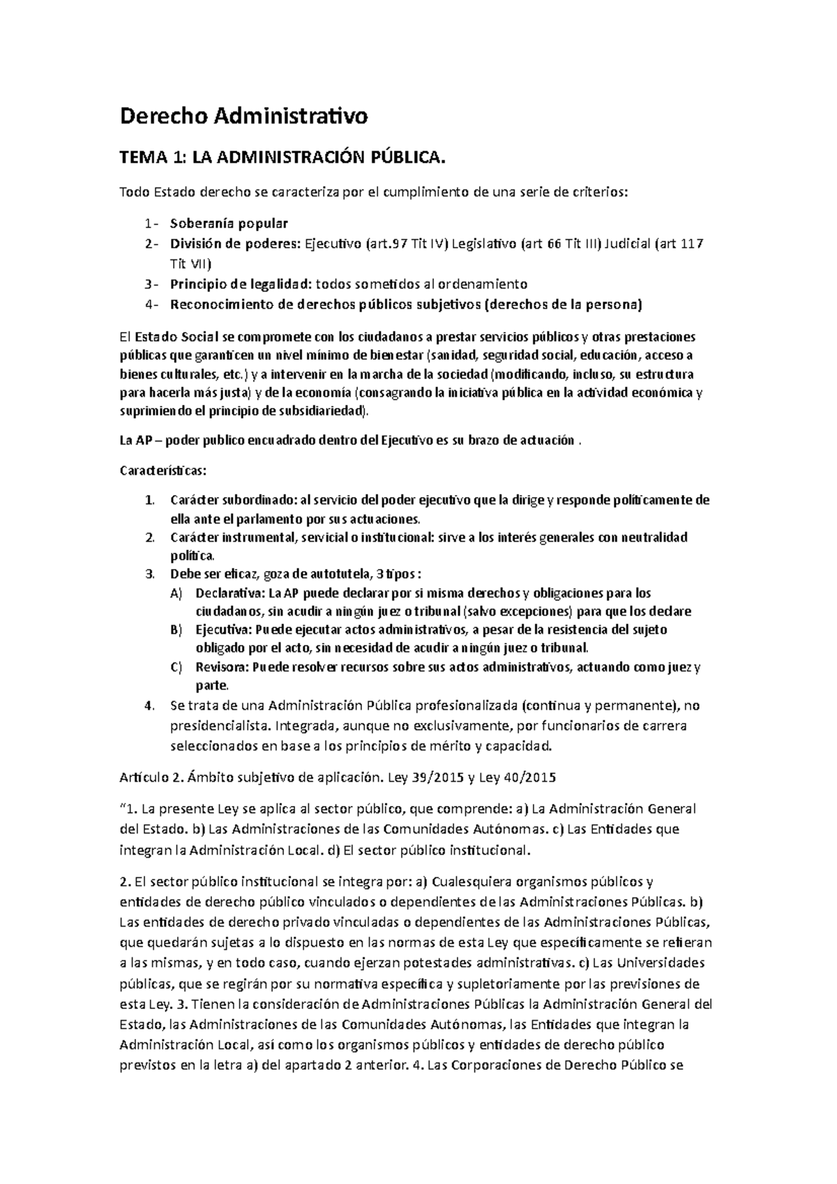 Derecho Administrativo Apuntes - Derecho Administrativo TEMA 1: LA ...