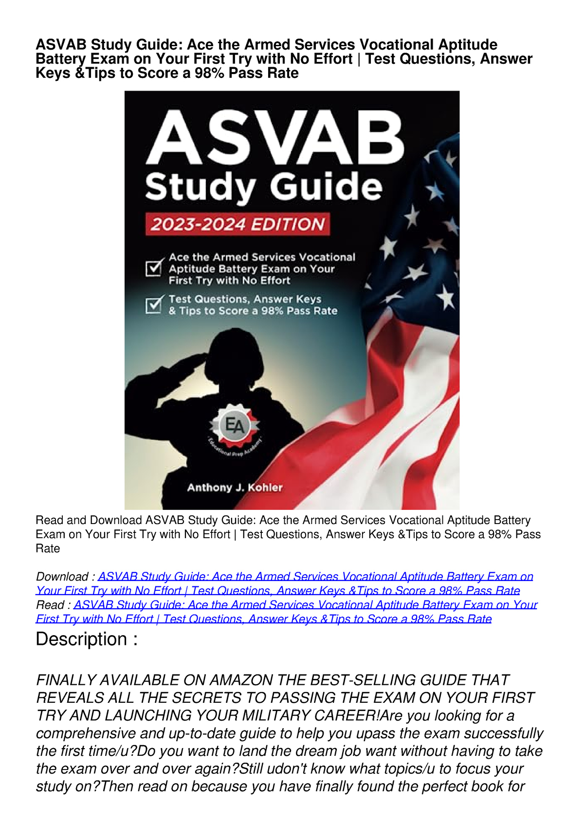 READ [PDF] ASVAB Study Guide: Ace The Armed Services Vocational ...