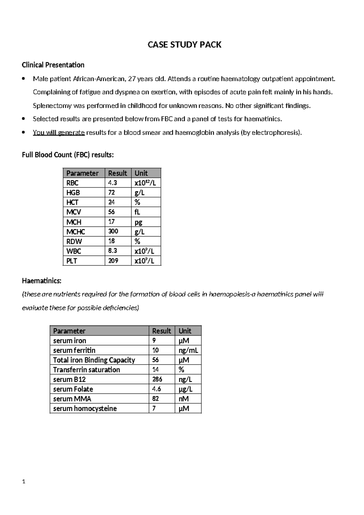 Case study T1 student 24-25 - Tagged - CASE STUDY PACK Clinical ...