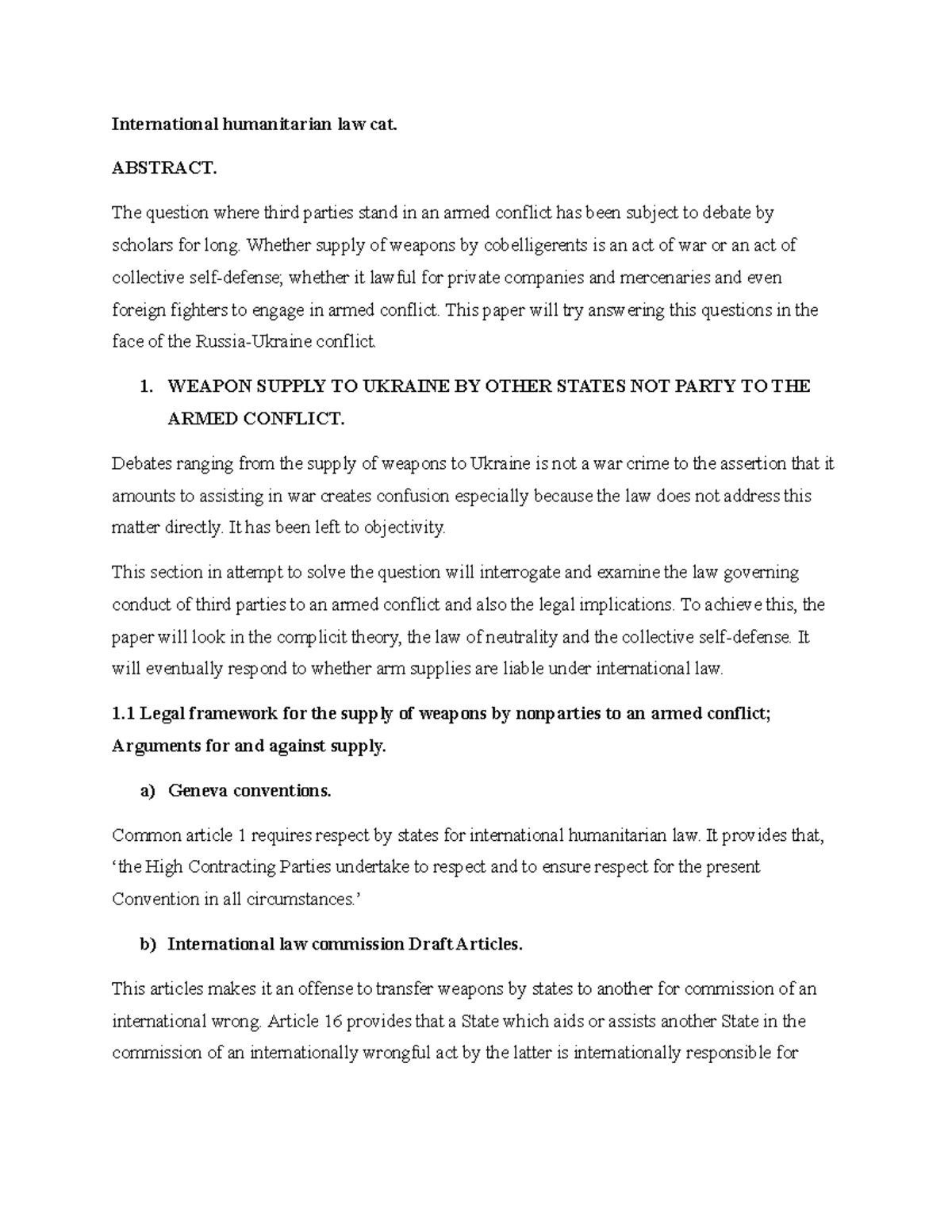 International humanitarian law - ABSTRACT. The question where third ...