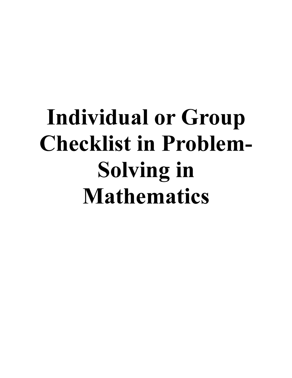 individual-or-group-checklis-in-problem-solving-in-mathematics