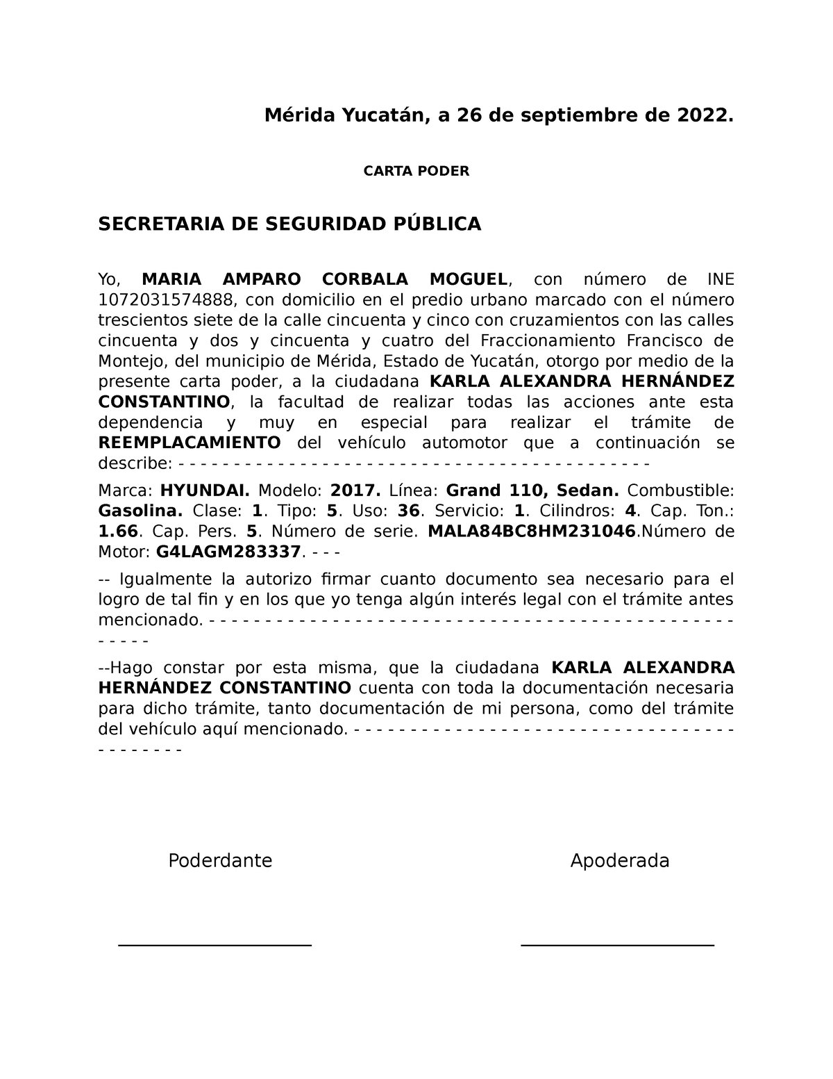 Carta Poder Notariada K Mérida Yucatán A 26 De Septiembre De 2022 Carta Poder Secretaria De 0458