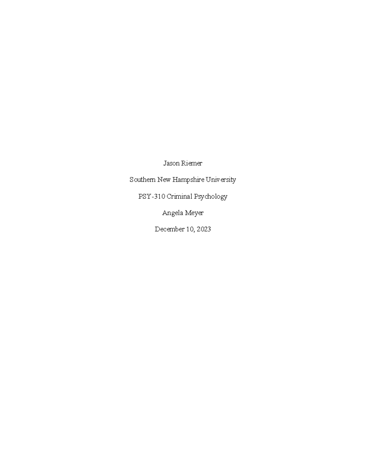 Week 7 Final Project - N A - Jason Riemer Southern New Hampshire 