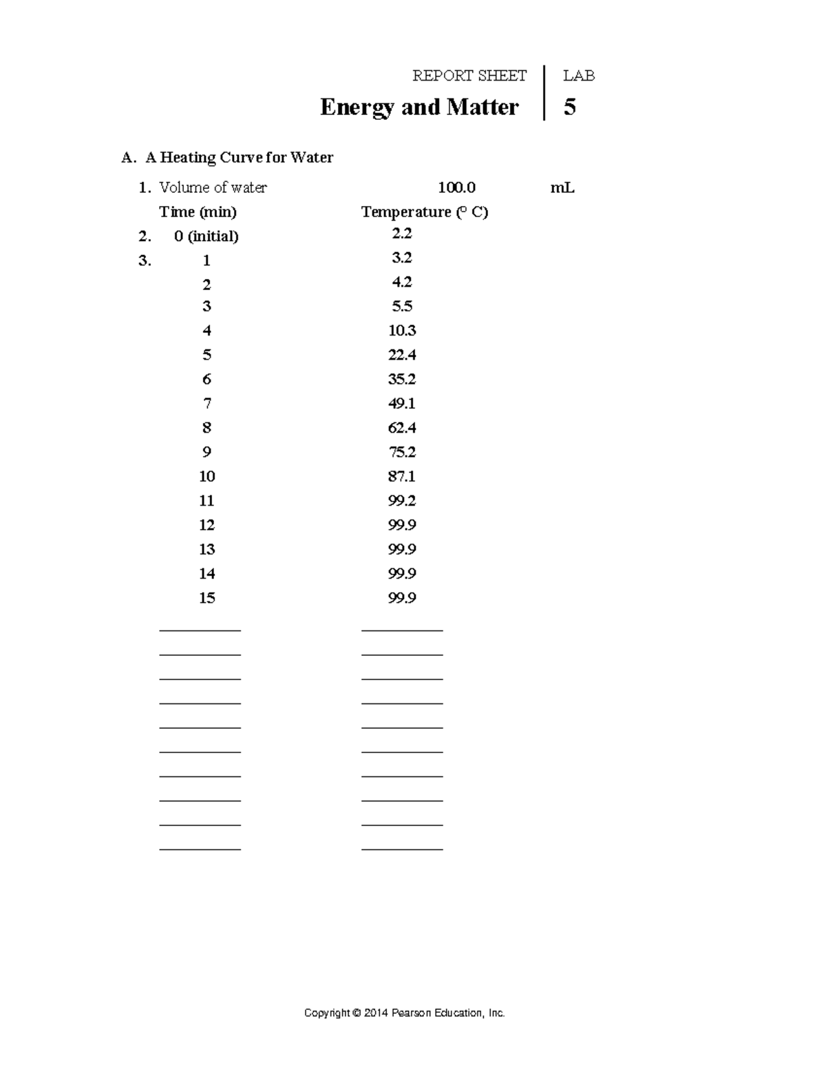 Energy AND Matter Answered worksheet. REPORT SHEET Energy and