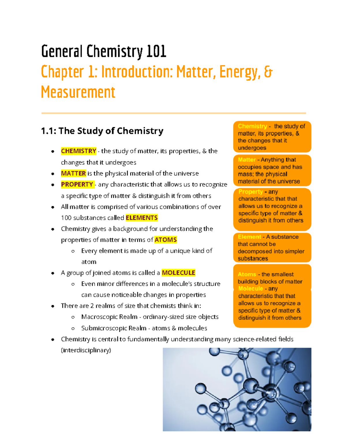 General Chemistry Ch.1 Notes - General Chemistry 101 Chapter 1 ...