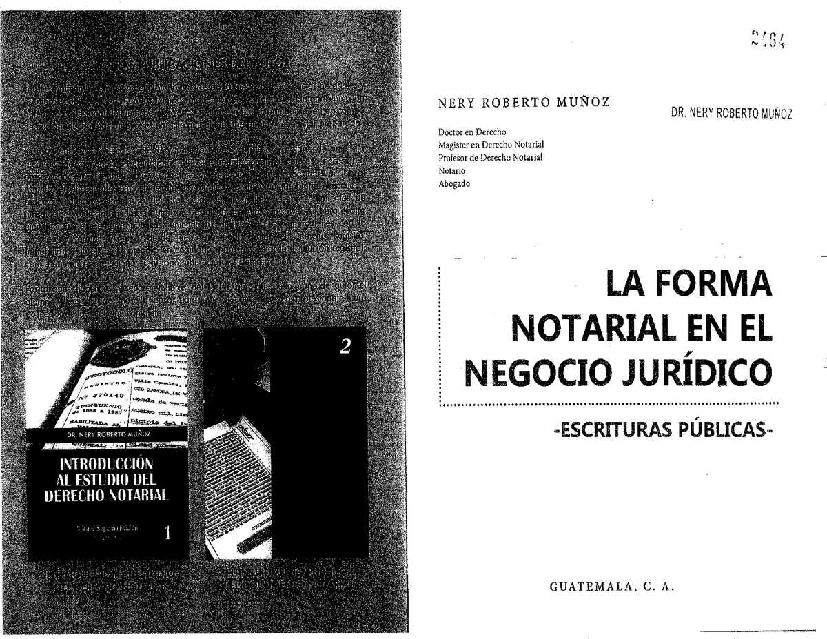 La Forma Notarial En El Negocio Juridico Dr Nery MuÑozpdf · Versión 1 Derecho Notarial Ii 1119