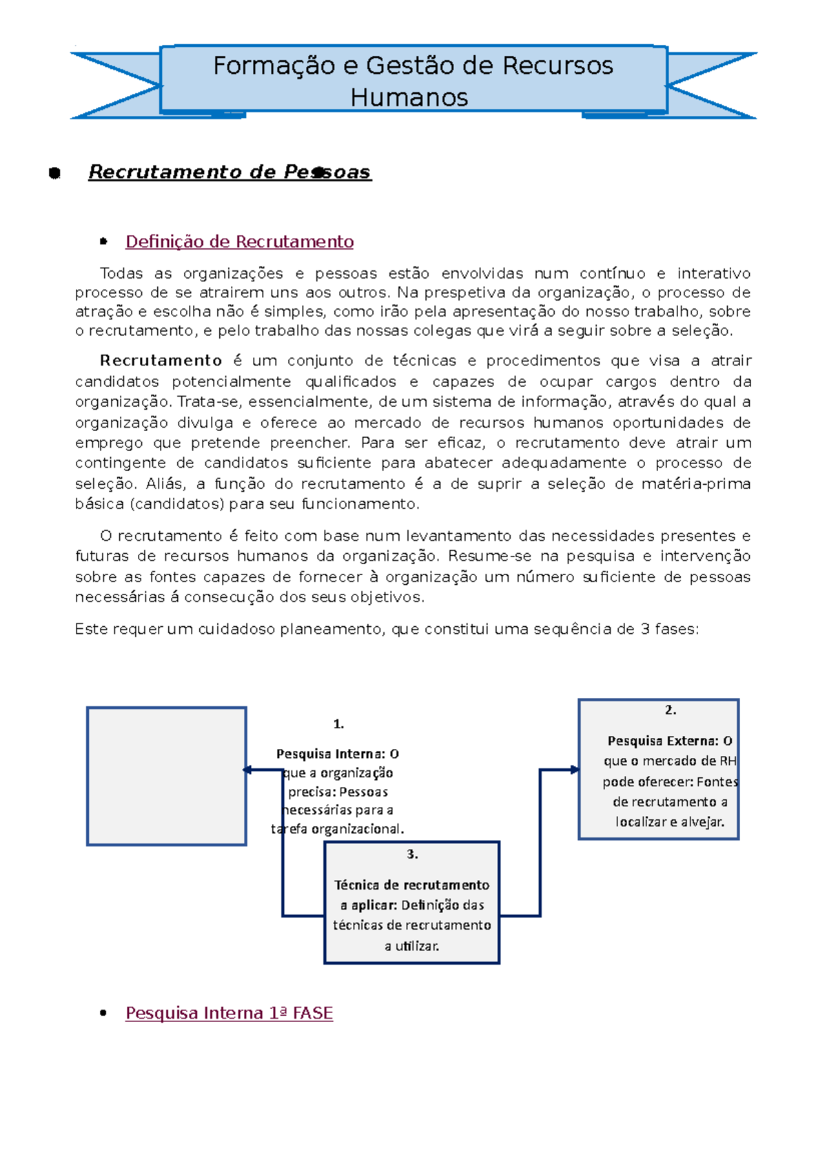 Recrutamento FGRH - Apontamentos - Recrutamento de Pessoas Definição de ...