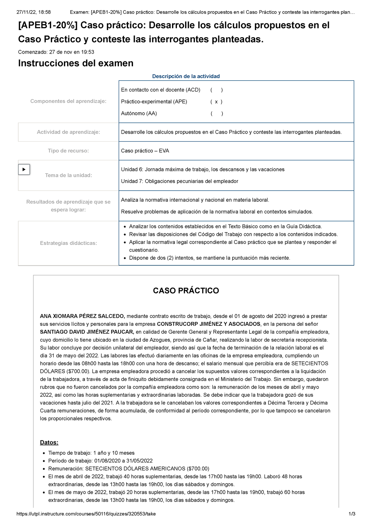 Examen [APEB 1-20%] Caso Práctico Desarrolle Los Cálculos Propuestos En ...