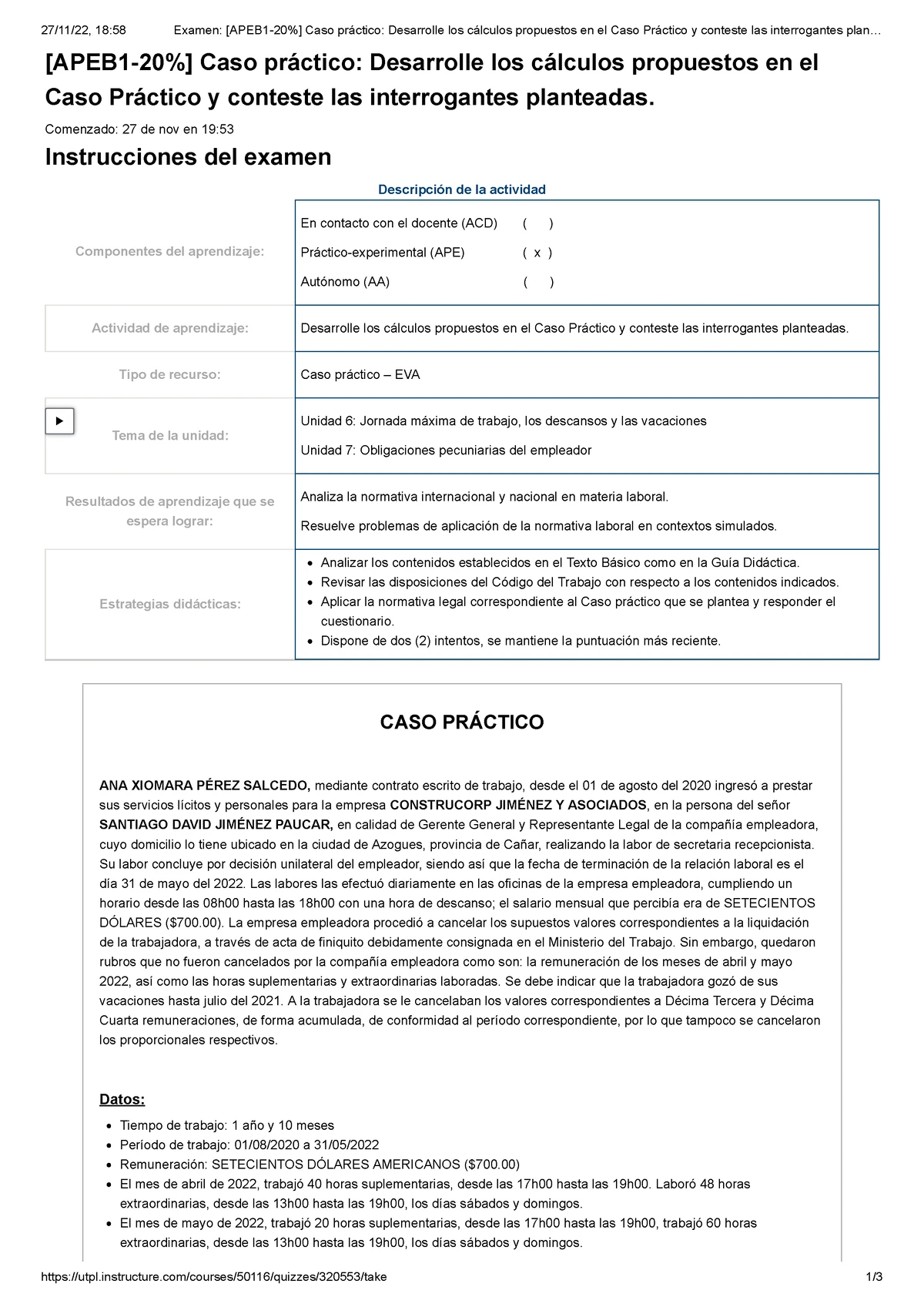 Examen [APEB 1-30%] Caso Práctico Desarrolle Los Cálculos Propuestos En ...