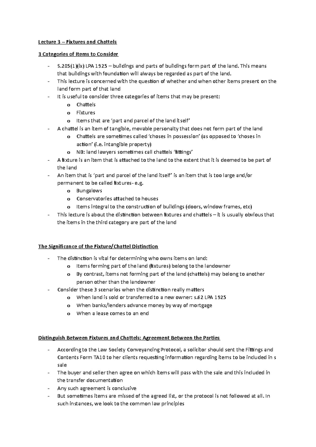 Lecture 3 Fixtures and Chattels Lecture 3 Fixtures and Chattels 3