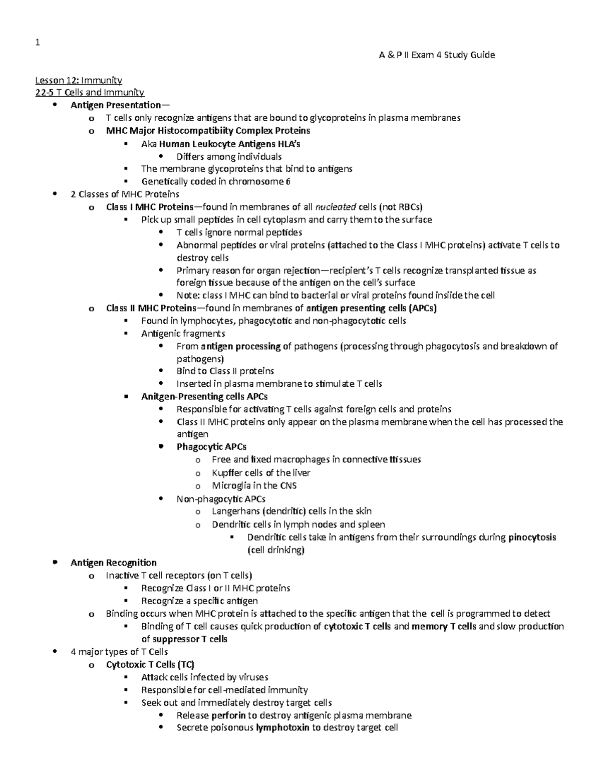A&P II Exam 4 Study Guide - A & P II Exam 4 Study Guide Lesson 12 ...