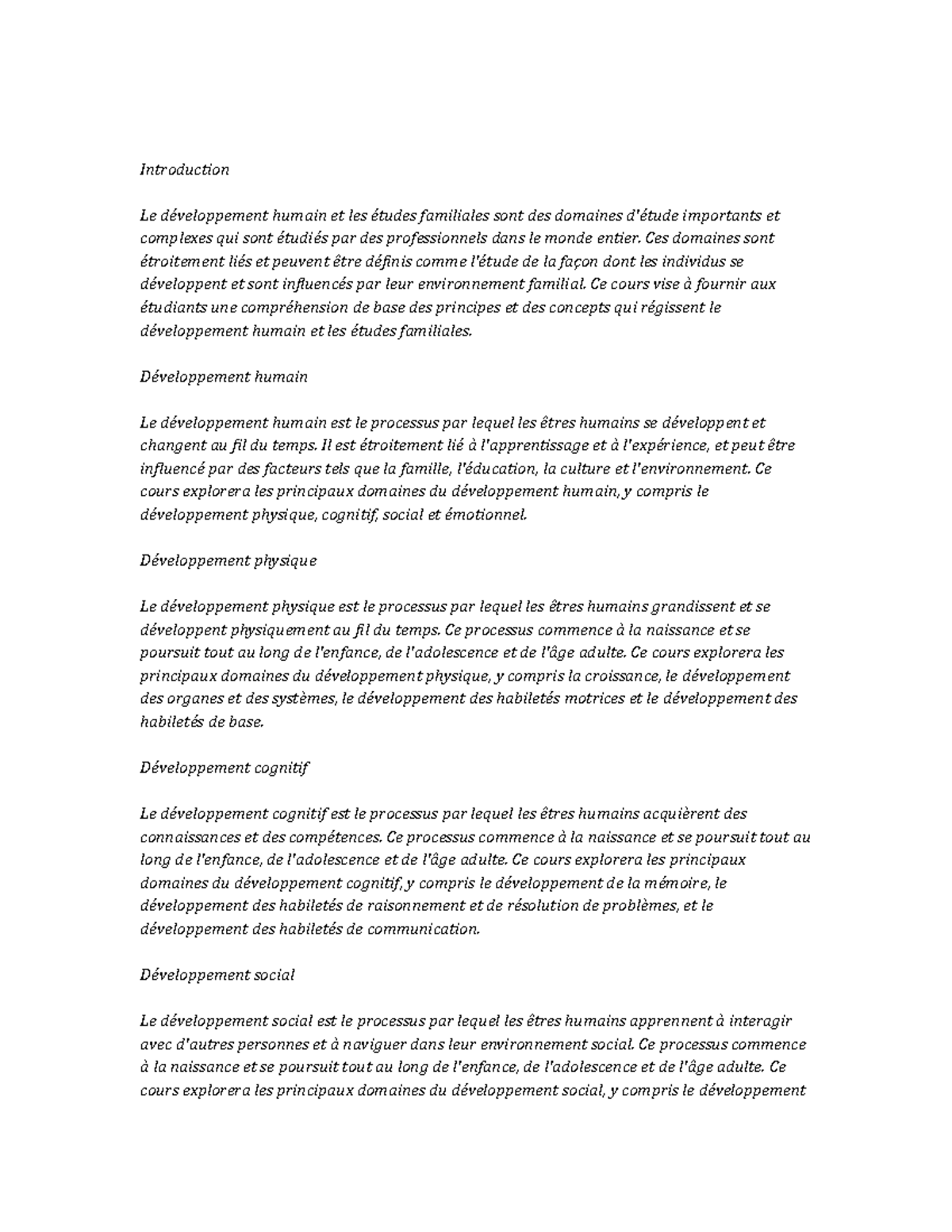 Human Development and Family Studies Study Notes - Introduction Le ...