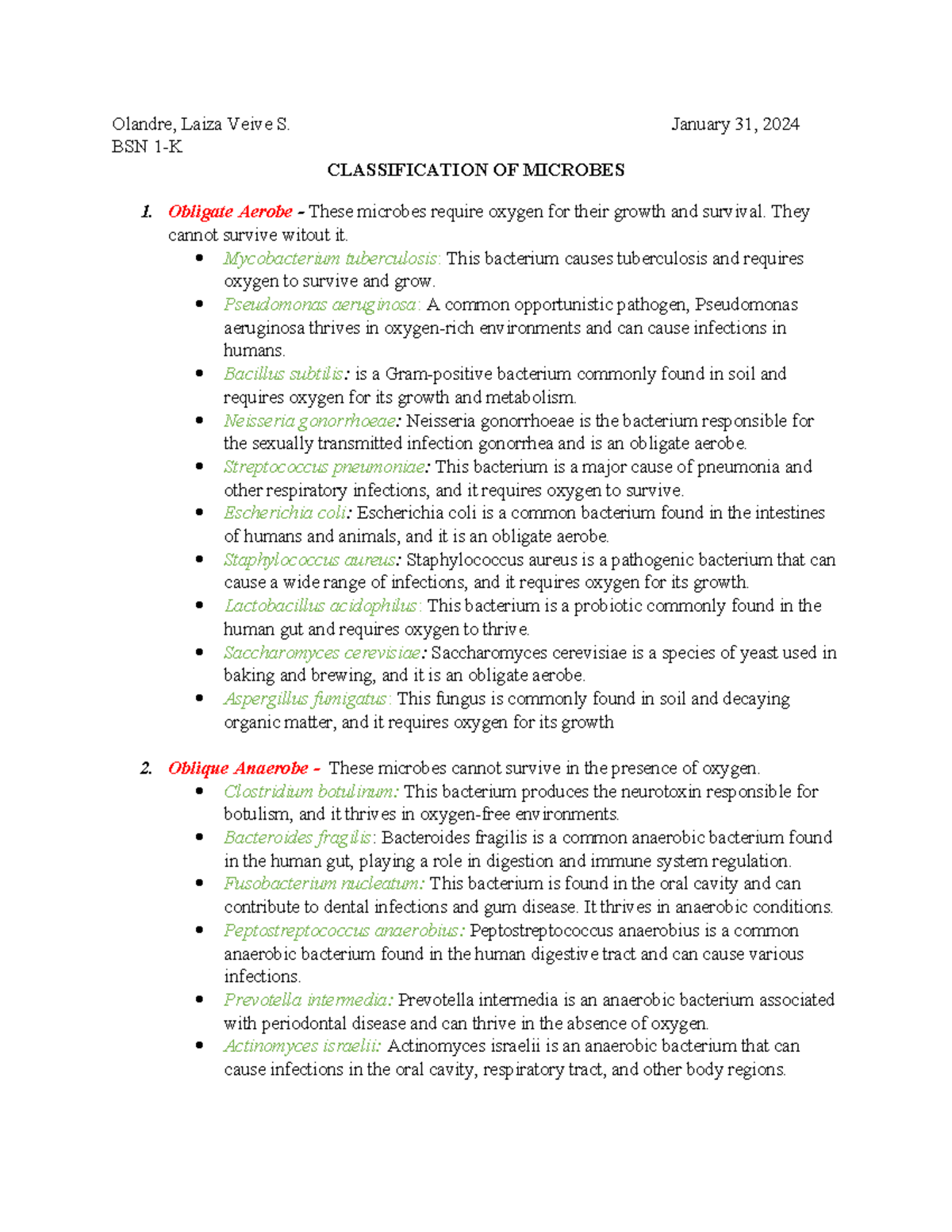 Micro - reviewer - Olandre, Laiza Veive S. January 31, 2024 BSN 1-K ...