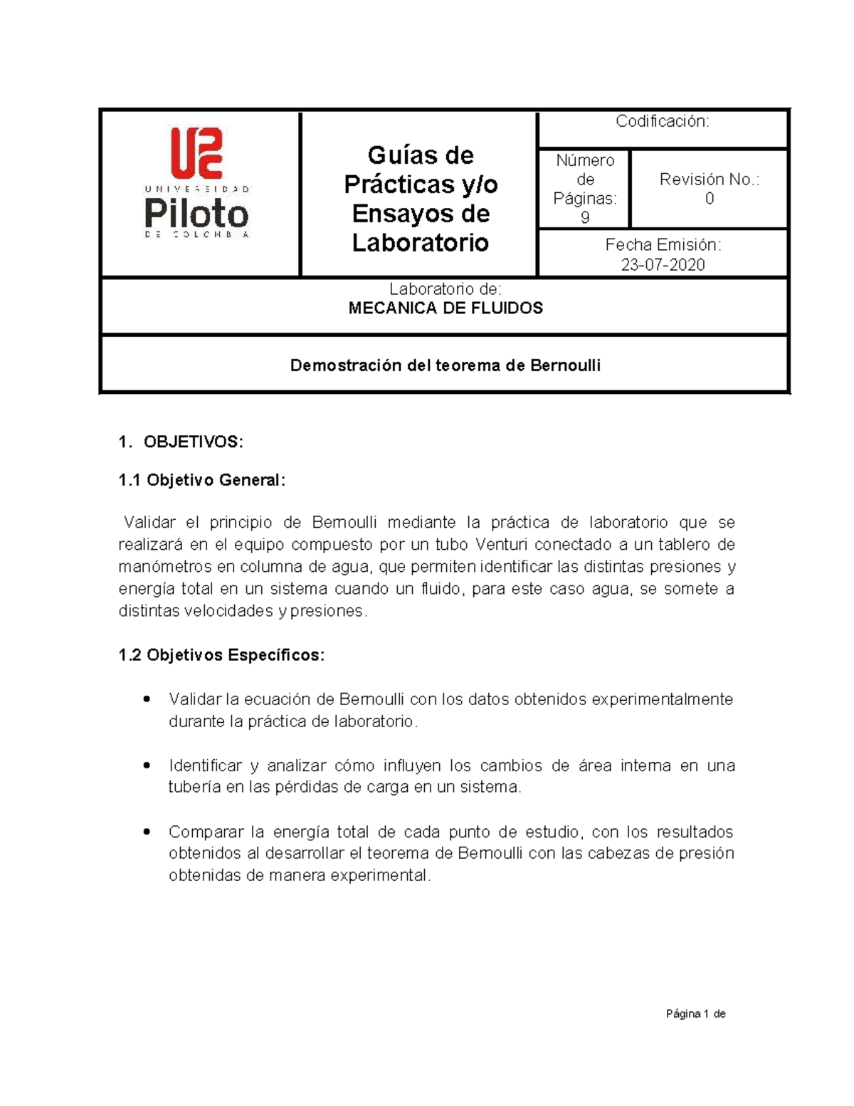 Gu%C3%ADa%20Teorema%20de%20Bernoulli 1 - Página 1 de Guías de Prácticas ...