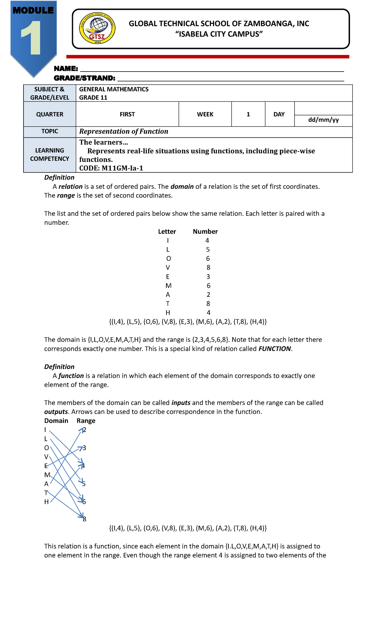 Gen Math Module 1 - Jxjxjxjxjxjxxjxk - SUBJECT & GRADE/LEVEL GENERAL ...