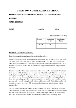 FORM TWO Marking Scheme - CHEPSEON COMPLEX HIGH SCHOOL FORM TWO SERIES ...