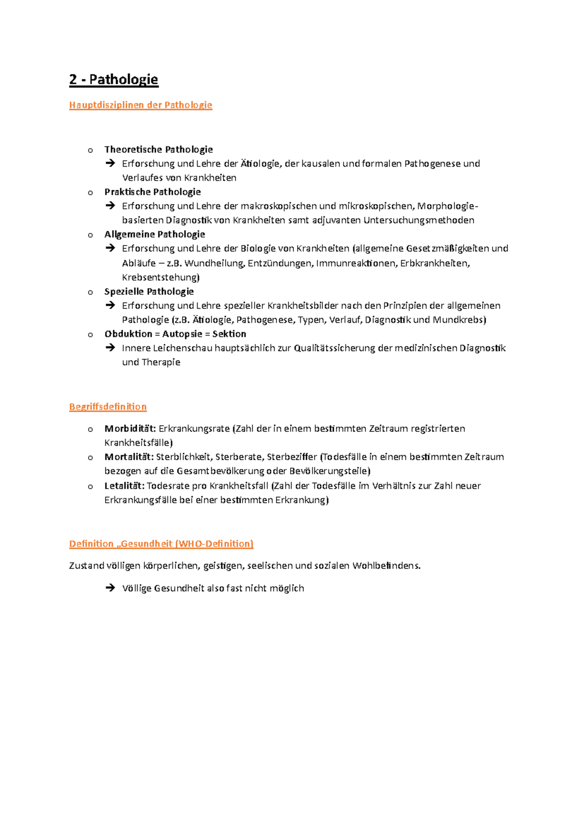 Pathologie Zusammenfassung 2 Pathologie Hauptdisziplinen der