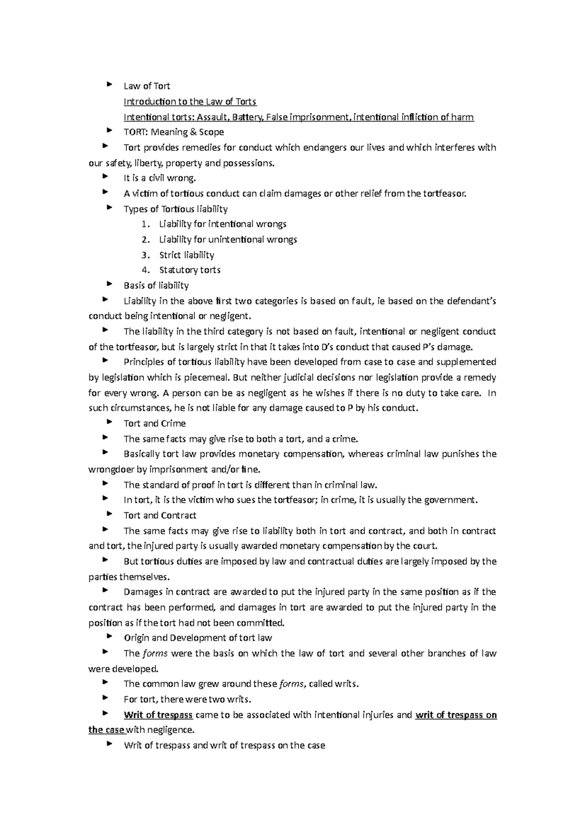 l1-tort-introduction-law-of-tort-introduction-to-the-law-of-torts