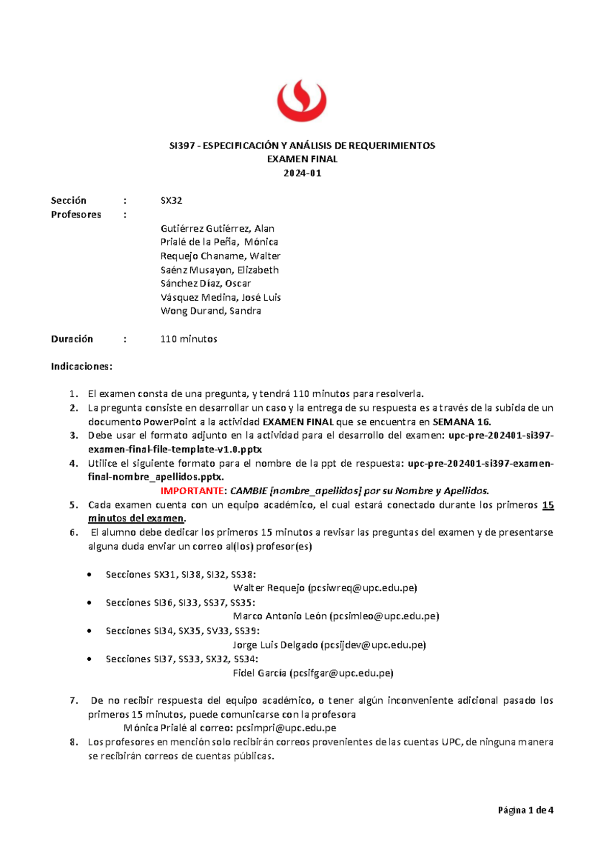 Upc Pre 202401 Si397 Examen Final Sx32 - SI397 - ESPECIFICACIÓN Y ...