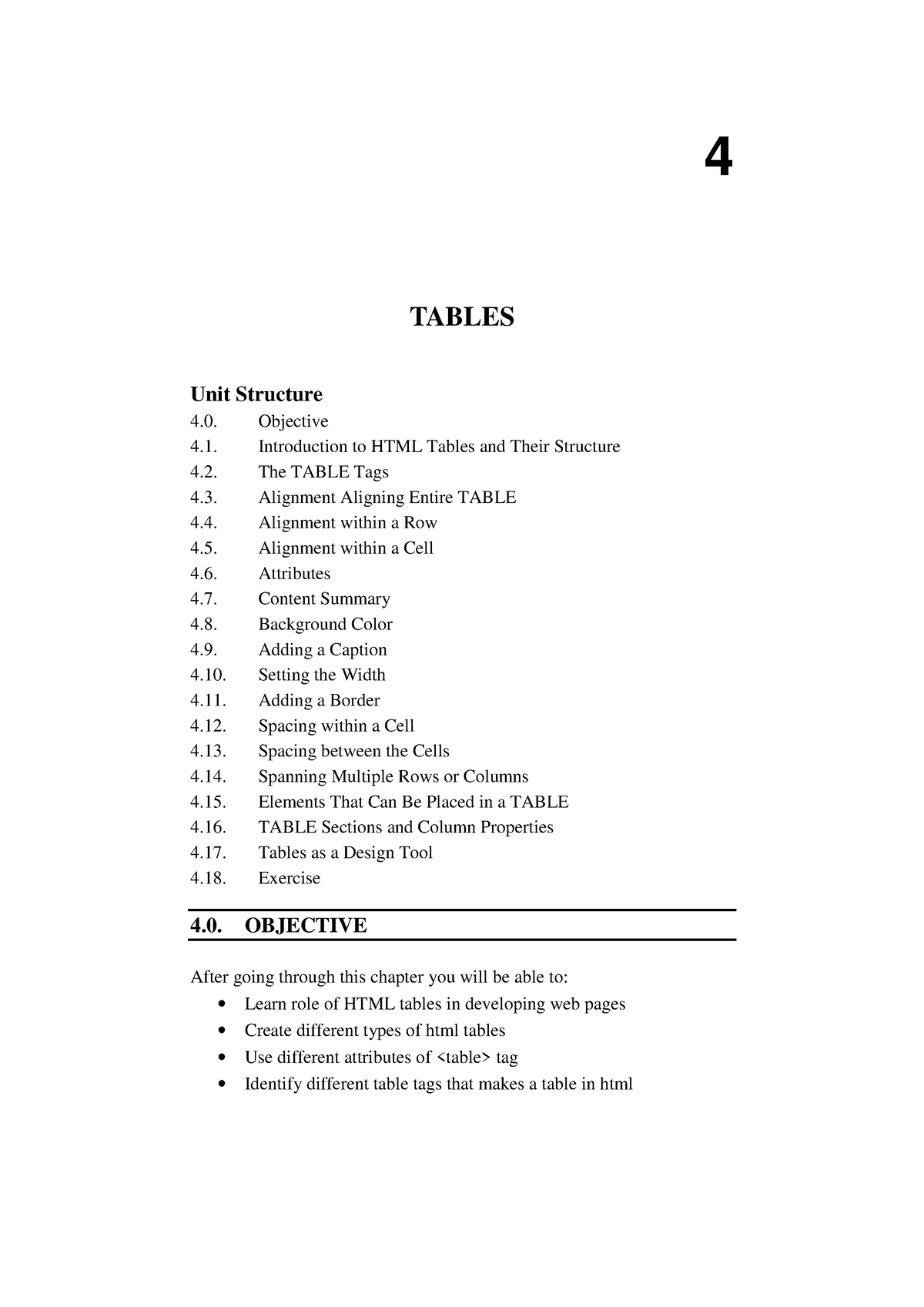 Chapter 04 Tables - Notes Related To Bca Of YCMOU - TABLES Unit ...