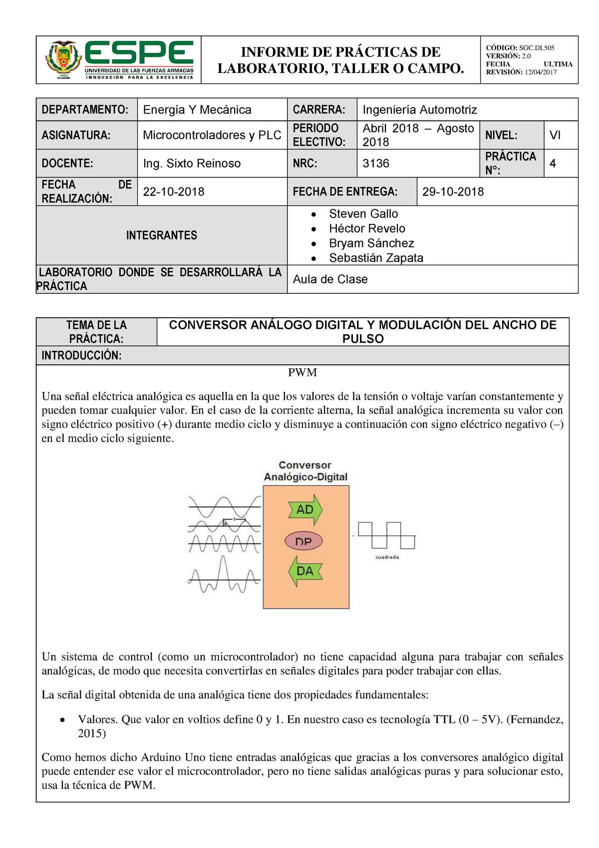Informe Convertidor Digital Analogico, PDF, Convertidor digital a  analógico
