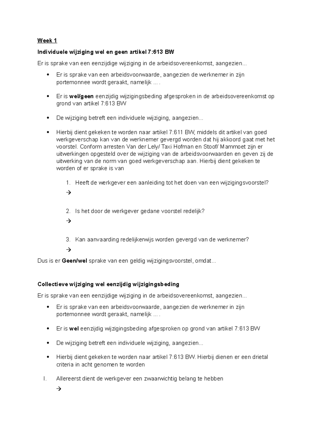 Concept antwoorden  Week 1 Individuele wijziging wel en geen artikel 7