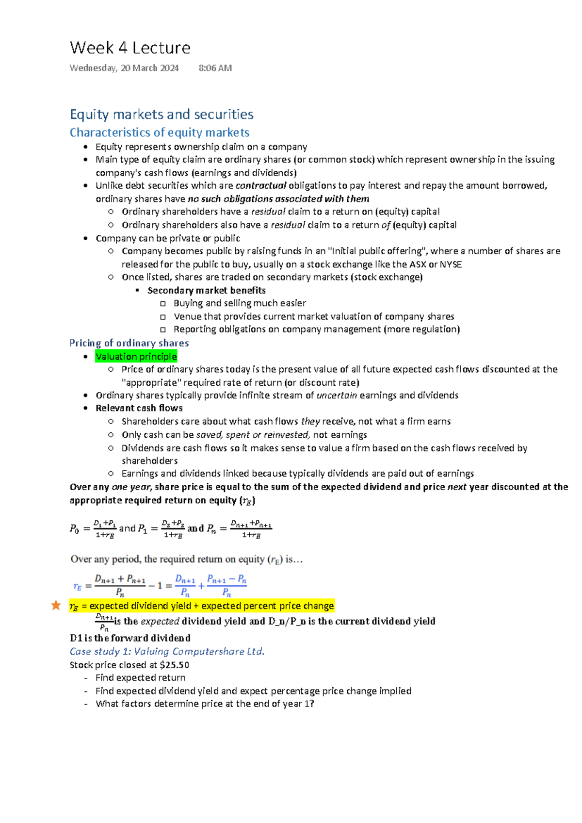Equity markets and securities - Equity markets and securities ...