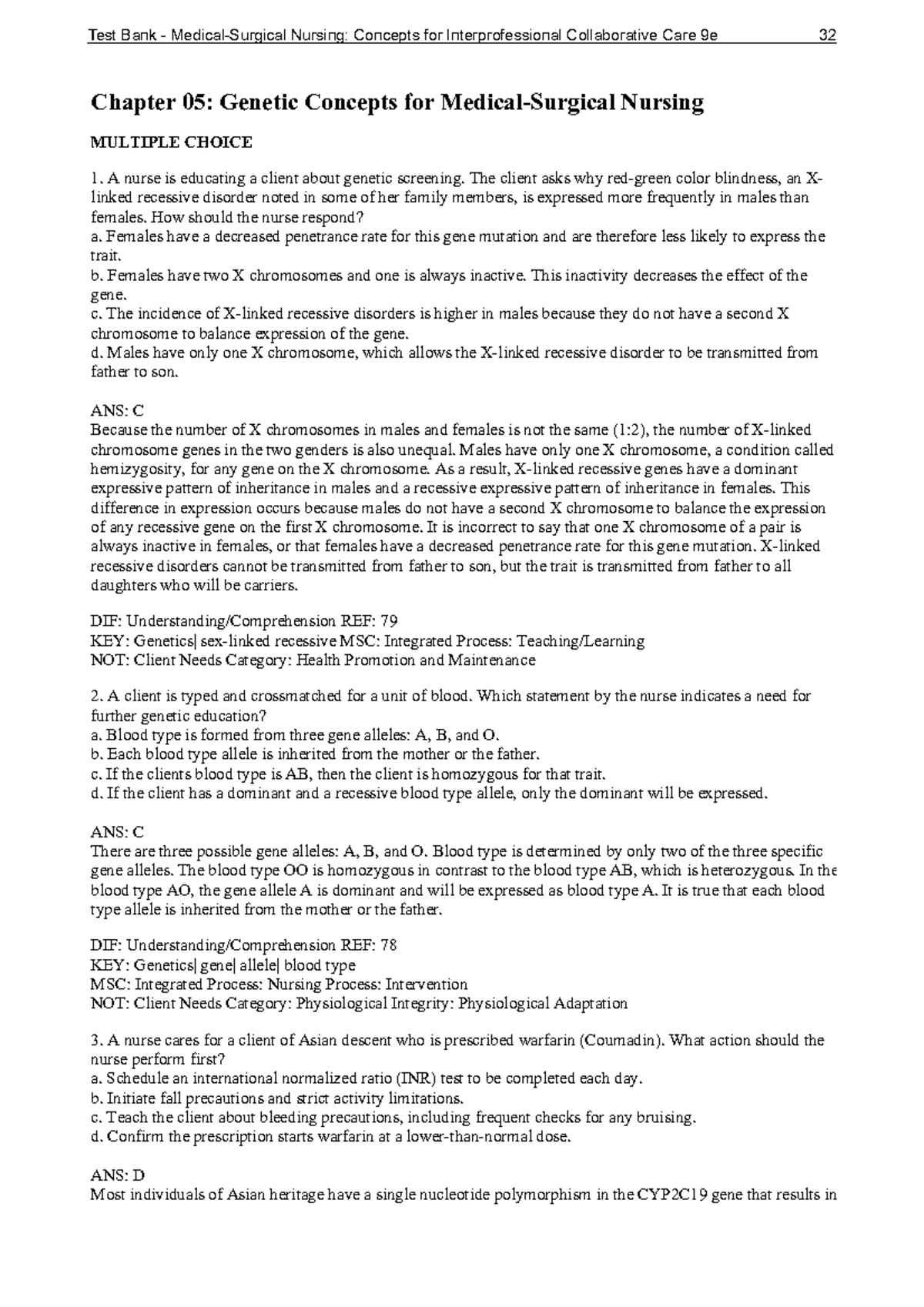 Chapter 05 Concepts for Medical Surgical Nursing Chapter 05