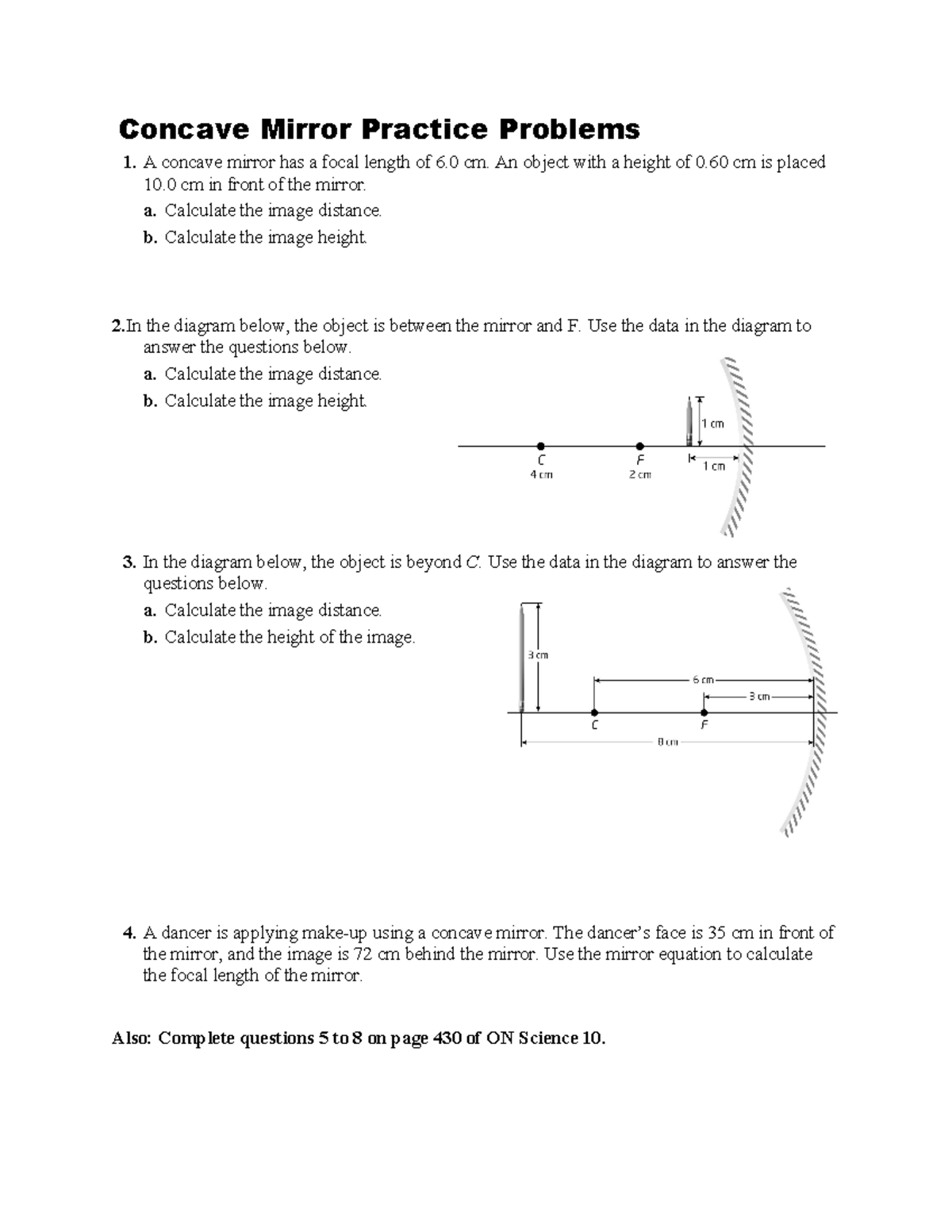Concave Convex Mirror Practice Problems Concave Mirror Practice