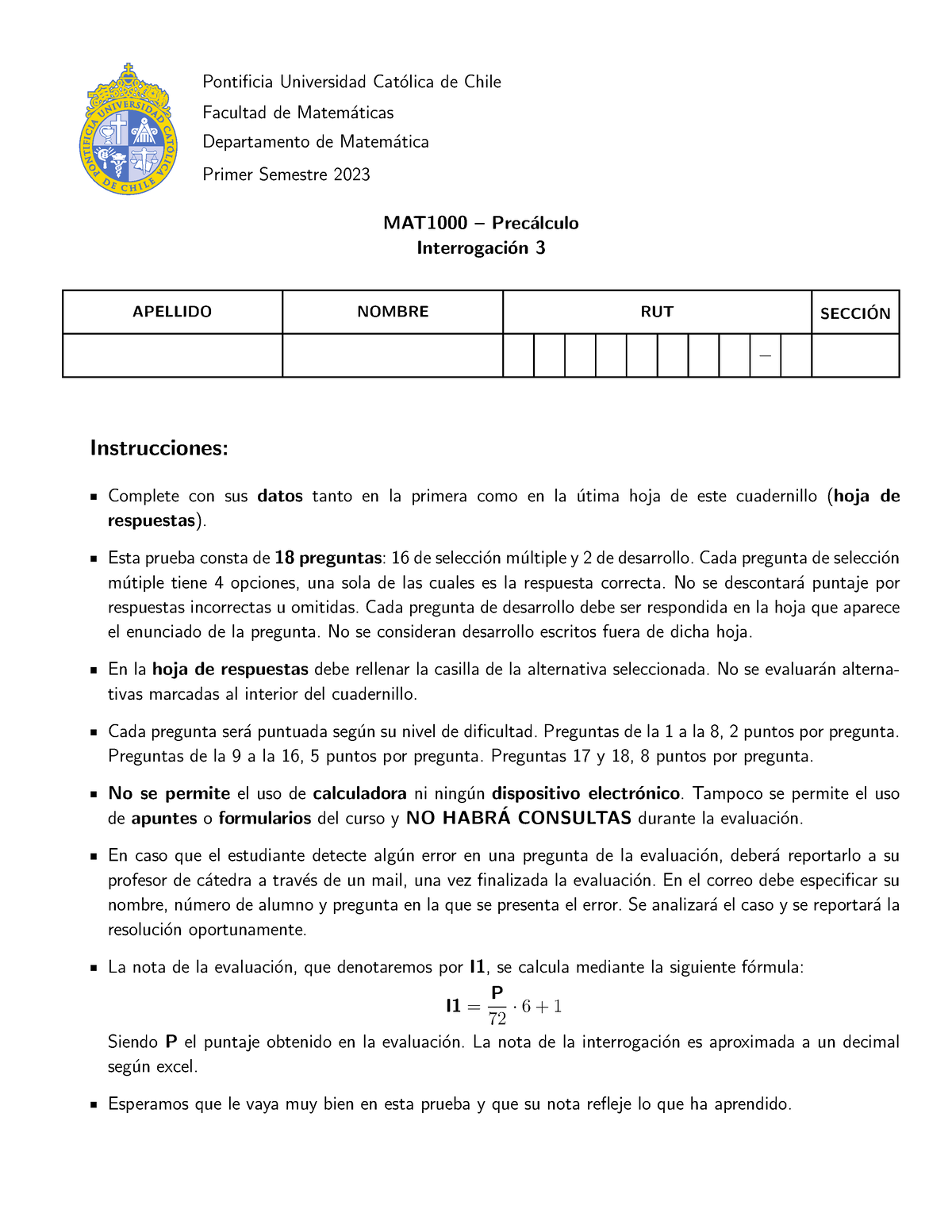 MAT1000-I3-F2 - Pauta Del 2023, Trigonométria - Pontificia Universidad ...