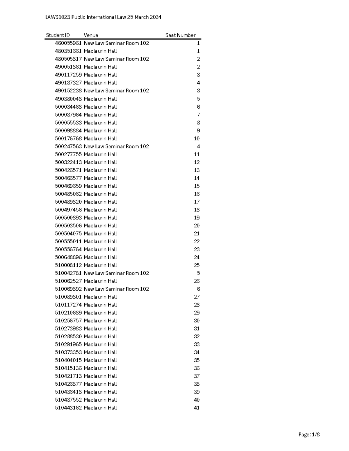 LAWS1023 Venue Allocations-25-3-2024-Venues By SID-For Canvas - Student ...