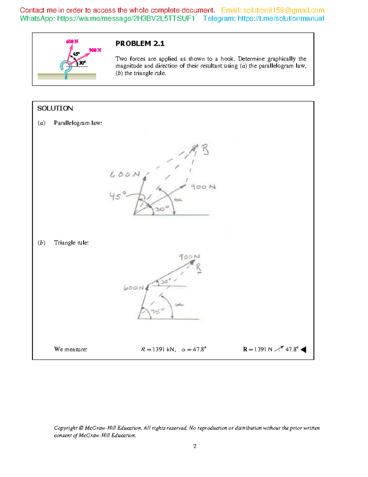 Solution Manual Statics 12th Edition by - Copyright © McGraw-Hill ...