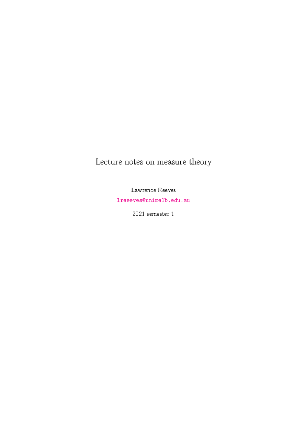 Measure Theory - 111111 - Lecture notes on measure theory Lawrence ...