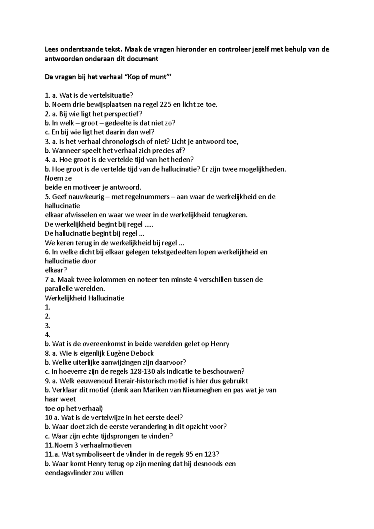 Oefenverhaal 5 Kop Of Munt - Lees Onderstaande Tekst. Maak De Vragen ...